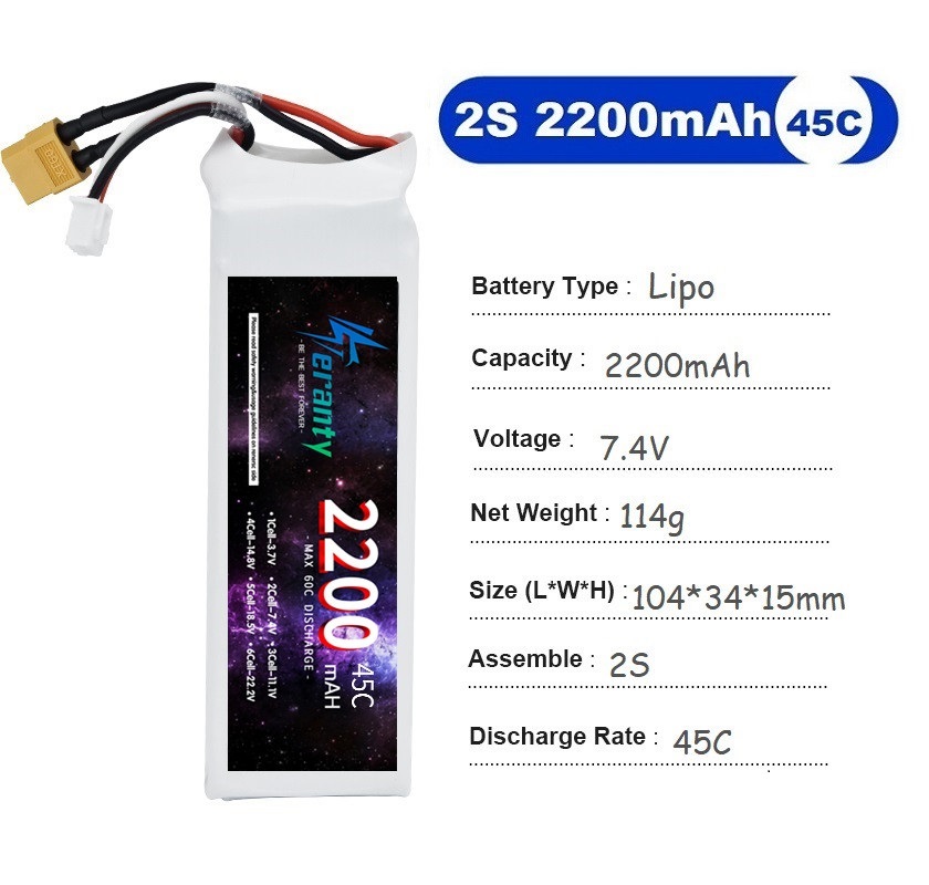 2PCS 7.4V Lipo 2S Battery 1500 - Drone Racing Battery 评论和价格